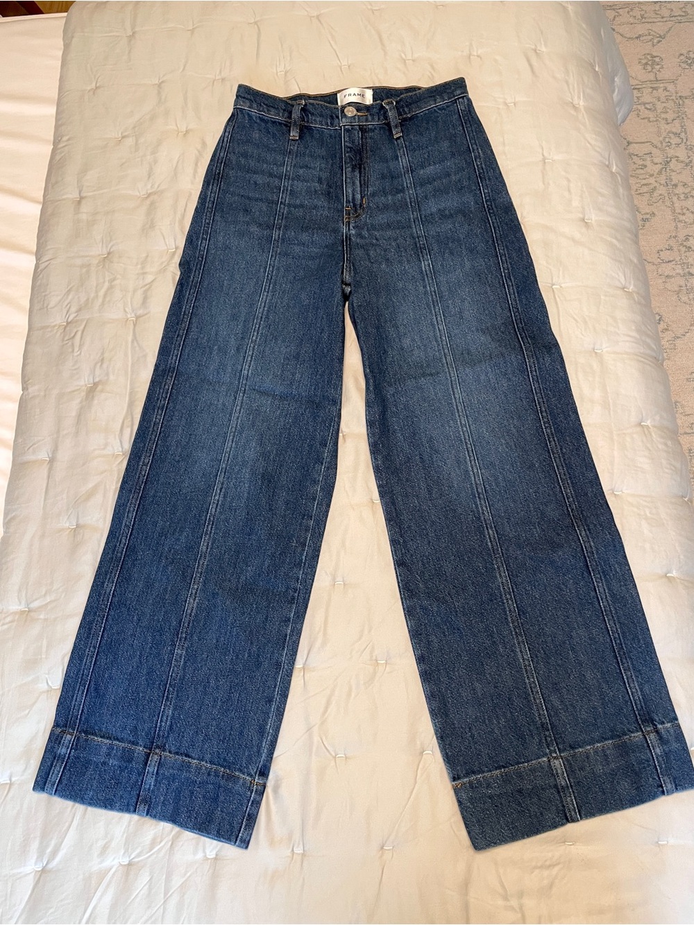 Frame Denim Seamed High-Rise Wide Leg Jeans - Picture 9 of 9